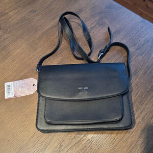 Pixie Mood Minimalist Black Vegan Leather Crossbody Bag — NWT